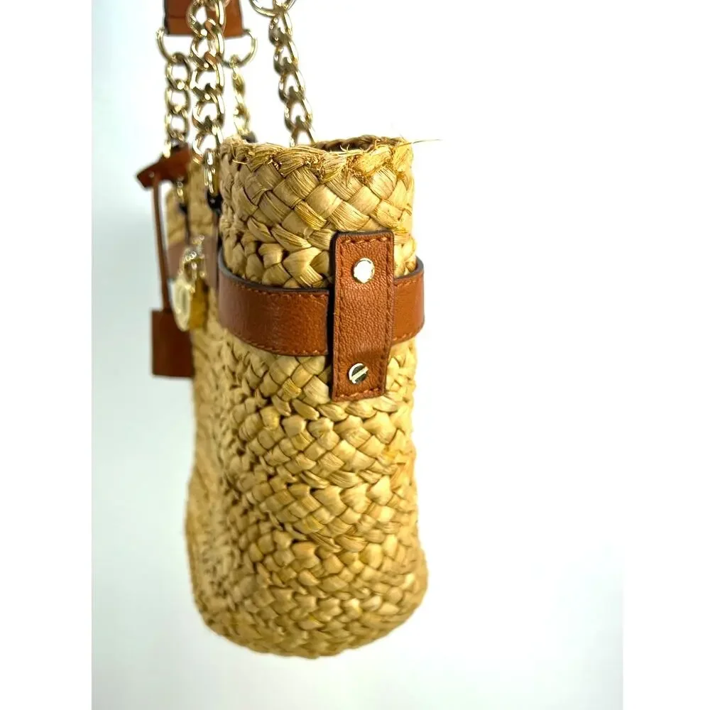 Michael Kors Hamilton Corn Husk Straw Tote Large Handbag